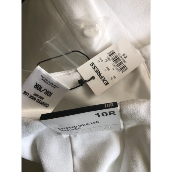 NWT EXPRESS Cropped Wide Leg High Rise Pant White - Picture 3 of 3